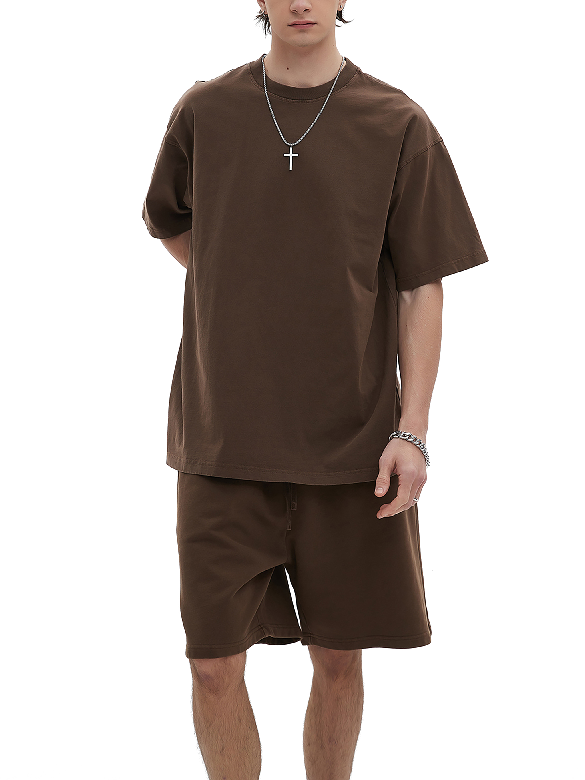 Streetwear Unisex Drop Shoulder Stone Wash 100% Cotton T-Shirt